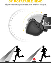 60-degree rotatable head light with adjustable angles for safety.