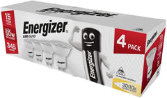 Energizer GU10 4.9W LED Bulbs, 50W Replacement, Warm White, 4-Pack, Non-Dimmable