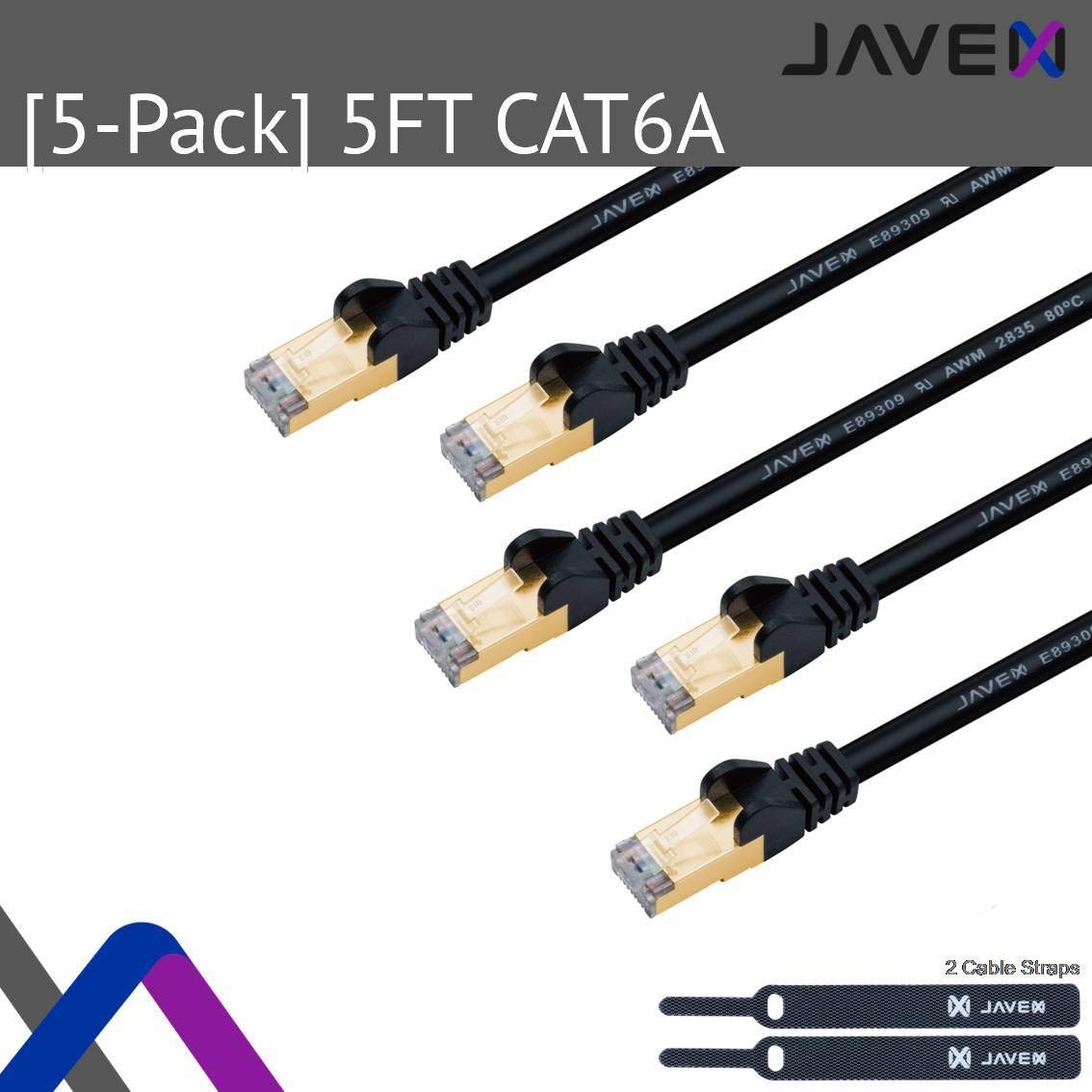 CAT6A/CAT7 RJ45 Ethernet Patch Cable 1.5M 5-Pack