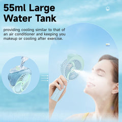HandFan Handheld Fan Misting Hand Held Fan Rechargeable Battery Operated Portable 3 Speeds & 55ml Spray &180°Foldable With Metal Clip USB Personal Water Fan For Travel Camping Outdoor Women