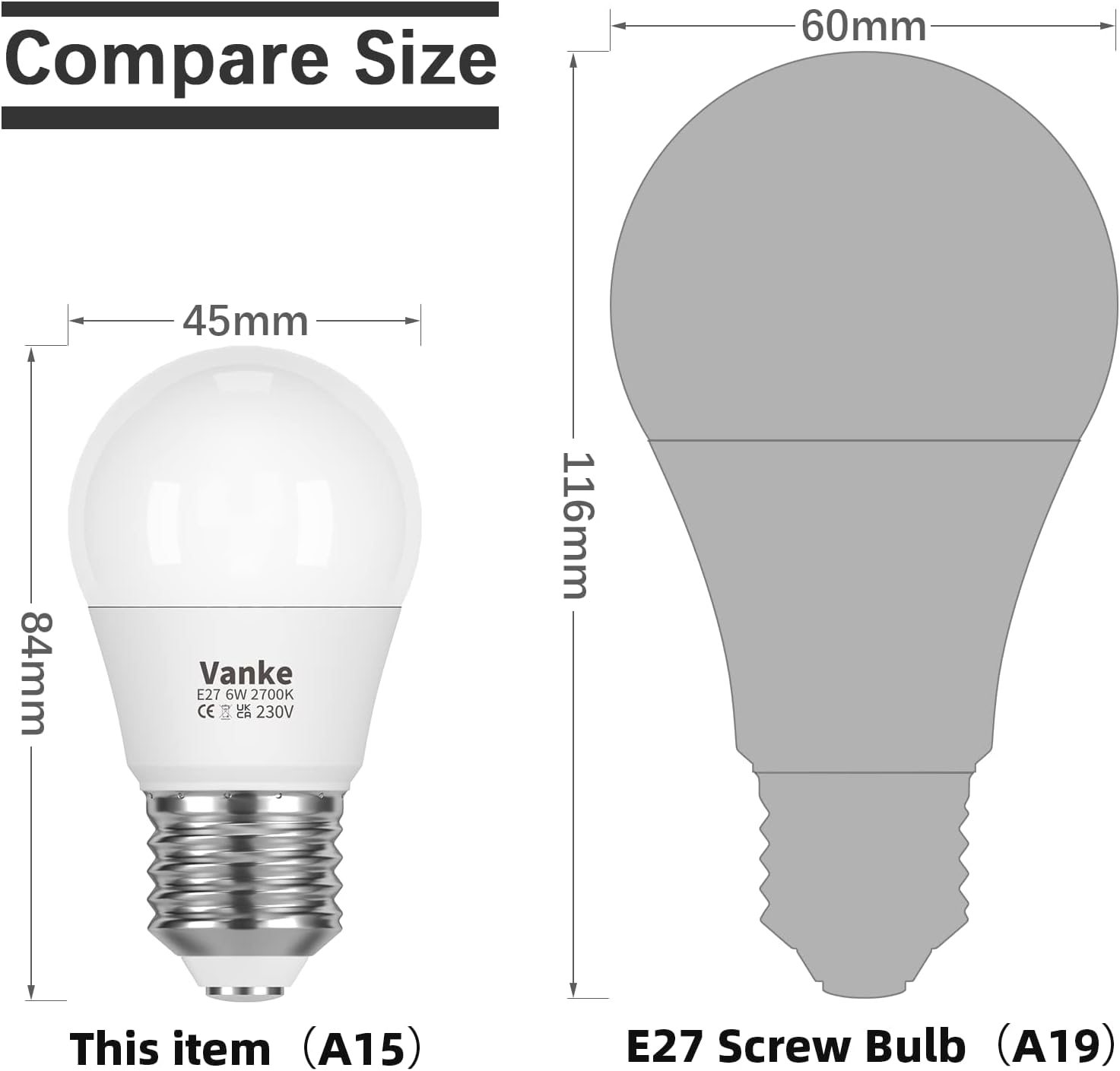 E27 LED Golf Ball Bulb 6W Warm White 2700K 6-Pack