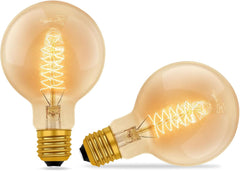 B22 Vintage G80 Edison Bulbs, 2-Pack Dimmable Warm White 2700K