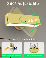 Wireless Rechargeable Wall Light Battery Operated Indoor Lamp Gold
