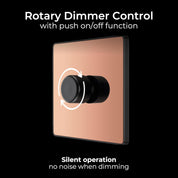 BG Electrical Intelligent Single Wall Dimmer Switch, 2 Way, Screwless Front Plate, Evolve, Polished Copper, 200W, PCDCP81B