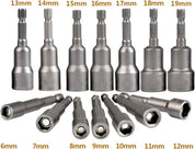 14 Pcs Magnetic Hexagon Socket, 6-19mm Hex Shank Magnetic Nut Setter Driver, Hex Drill Bits,1/4 Inch Magnetic Drill Bit Set, Used to Electric Screwdriver Handle Tools