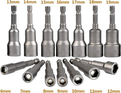14 Pcs Magnetic Hexagon Socket, 6-19mm Hex Shank Magnetic Nut Setter Driver, Hex Drill Bits,1/4 Inch Magnetic Drill Bit Set, Used to Electric Screwdriver Handle Tools