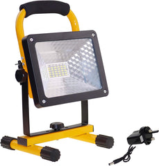 30W Rechargeable LED Work Lights - Waterproof Portable Floodlight with Stand for Emergency, Camping, and Outdoor Activities