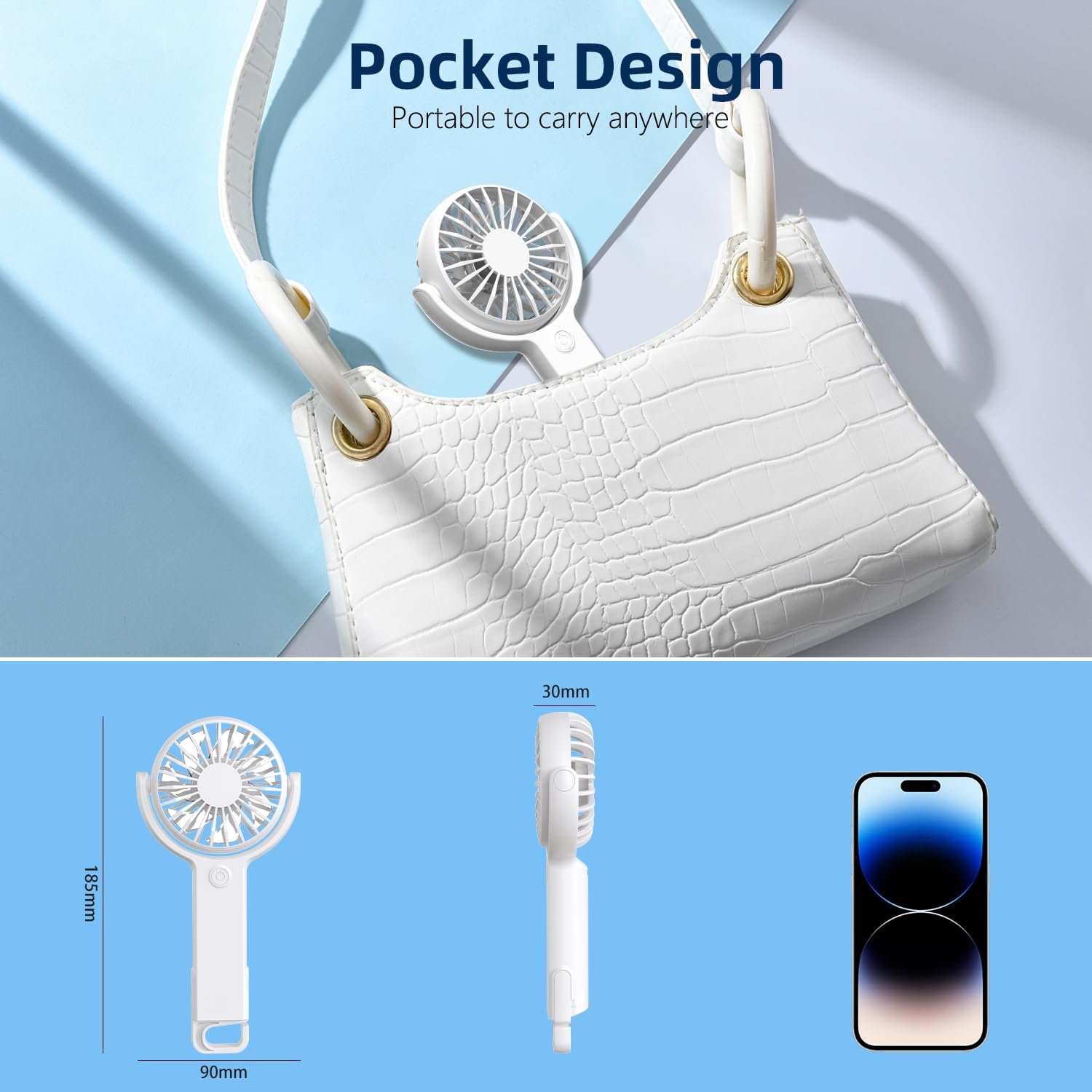 Mini Portable Handheld Fan 5 Speed USB Rechargeable