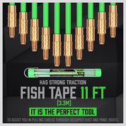 11ft Fibreglass Electrical Fish Tape Kit 16 Piece