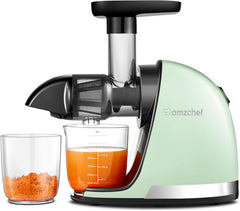 Cold Press Slow Juicer Machine – Masticating Juicer for Whole Fruits & Vegetables – BPA Free Extractor with 2 Cups & Brush – Black