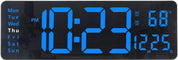 “16'' Digital LED Wall Clock – Remote, Big Digits, Auto-Dimming, 2 Alarms, Temp