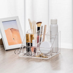 Makeup Organizer Tray – 6-Compartment Clear Acrylic Vanity & Cosmetic Storage