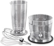 Desire 3-in-1 Electric Hand Blender 500W – Mini Chopper, Whisk & Stick Blender Set with Beaker & 500ml Bowl – Stainless Steel