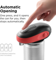Kitchen Mama One-to-Go Electric Can Opener – One-Touch, Auto Detect & Stop, Smooth Edge, Lid Lift, Battery Operated (Red)