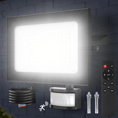 100W LED Floodlight with Motion Sensor, 10,000LM 6500K Super Bright PIR Security Light, Remote Control, IP66 Waterproof