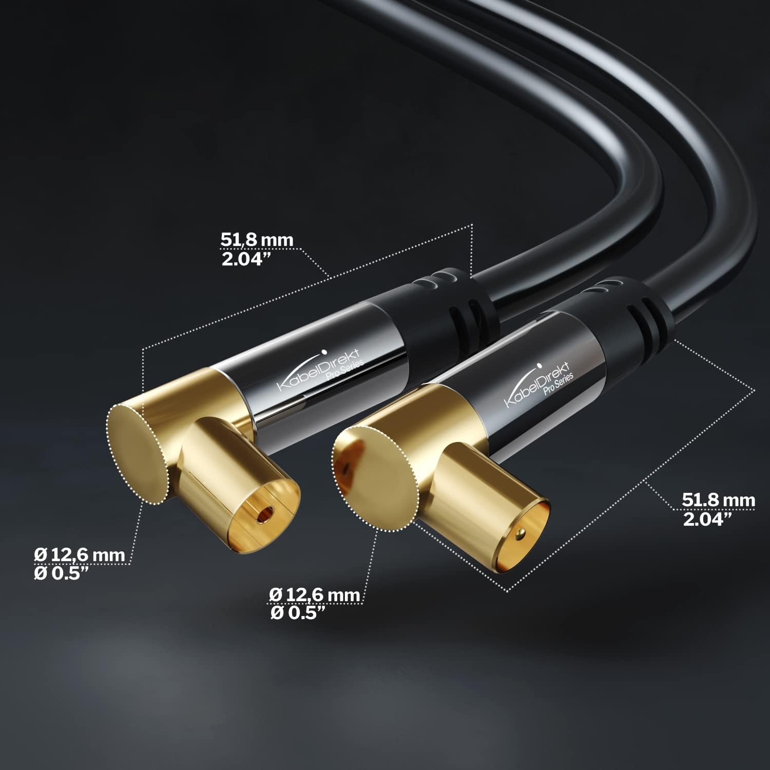 4K TV Aerial Coaxial Cable 5m 90° Angled