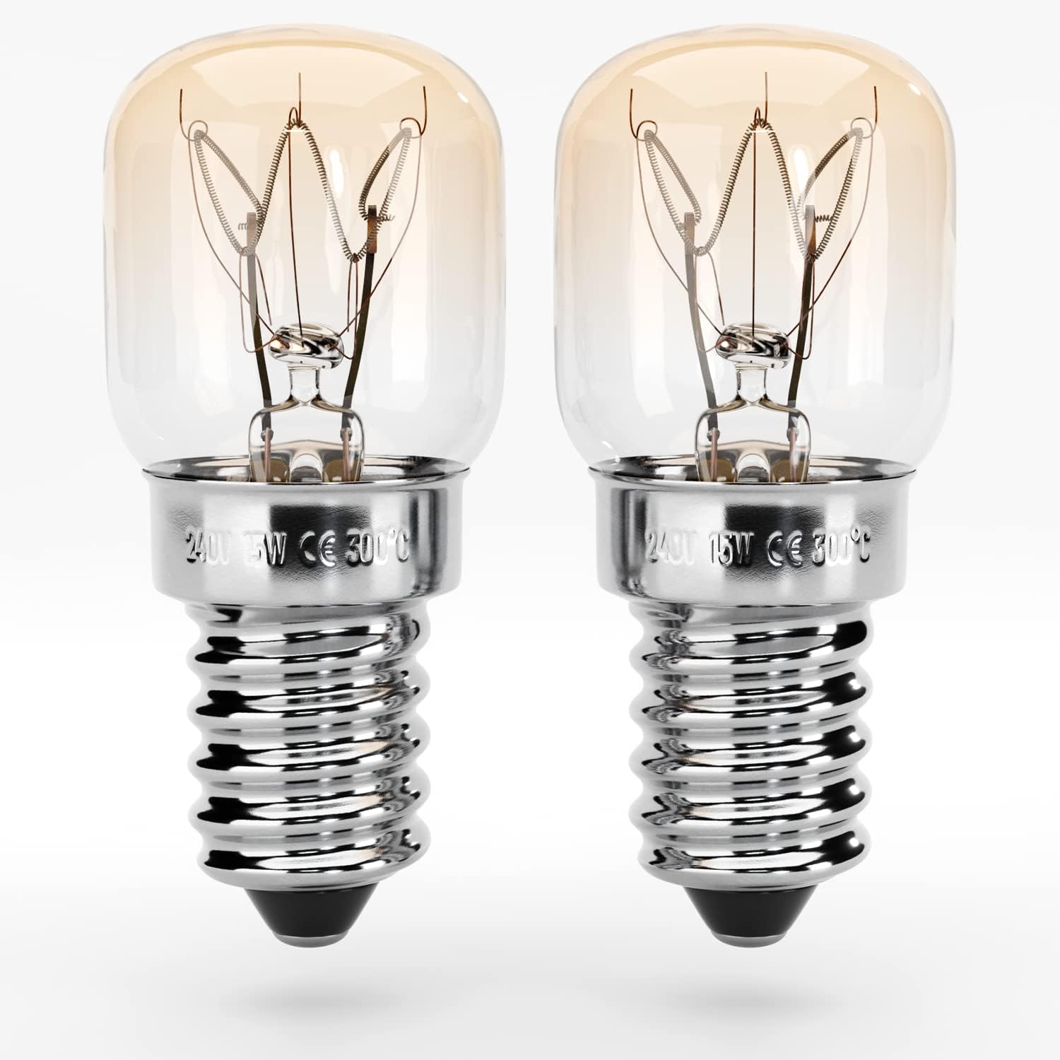 2X E14 15W Oven Bulbs, Heat-Resistant to 300°C, 75 Lumens, 2700K, for Ovens & Microwaves