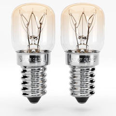 2X E14 15W Oven Bulbs, Heat-Resistant to 300°C, 75 Lumens, 2700K, for Ovens & Microwaves