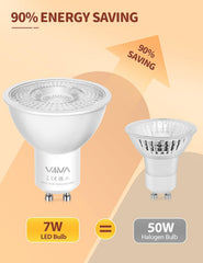 GU10 LED Bulbs Warm White 7W 3000K Spotlight 12-Pack