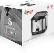 1.5L Stainless Steel Deep Fryer – Adjustable Thermostat, Viewing Window, Non-Stick Coating, 900W, Easy Clean, Silver