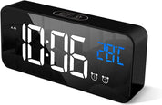 Digital Alarm Clock – Large LED Temperature Display, Dual Alarm, Snooze, USB, 10 Music