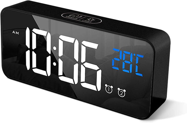 Digital Alarm Clock – Large LED Temperature Display, Dual Alarm, Snooze, USB, 10 Music