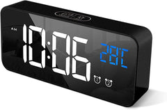 Digital Alarm Clock – Large LED Temperature Display, Dual Alarm, Snooze, USB, 10 Music