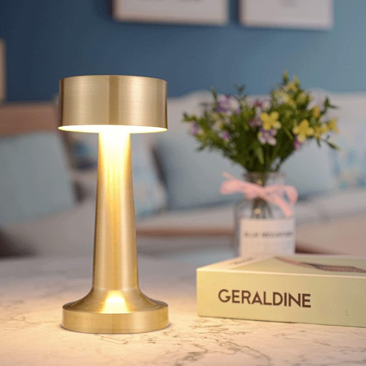 Cordless Table Lamp – Rechargeable LED Desk Lamp with Touch Control, 3-Level Warm Dimming Metal Bedside Reading Light for Bedroom & Dining