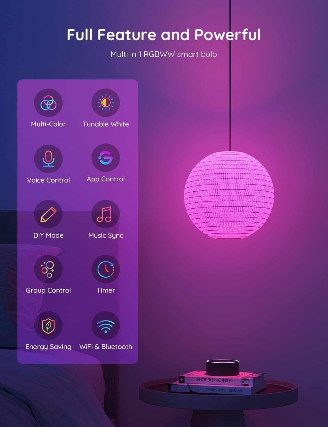 RGBWW Smart Bulb B22 9W WiFi Colour Changing Light