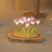 Purple 20 Tulips Flower Night Lamp with Fairy Lights – Cute Battery Powered Bedroom Decor Gift