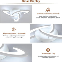 LED Ceiling Light 36W 3240LM – Modern Semi Flush Mount Lamp, 6500K Cool White Acrylic Flower Design for Bedroom, Living Room, Kitchen