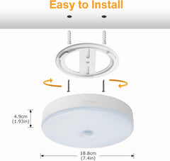Rechargeable Motion Sensor Ceiling Light – 300LM LED, 7000mAh Battery, USB Powered, Wireless Indoor Wall Light for Stairs & Garage