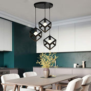 3-Light Cube Pendant Lamp – Modern Retro Chandelier for Bedroom, Living Room & Dining Room