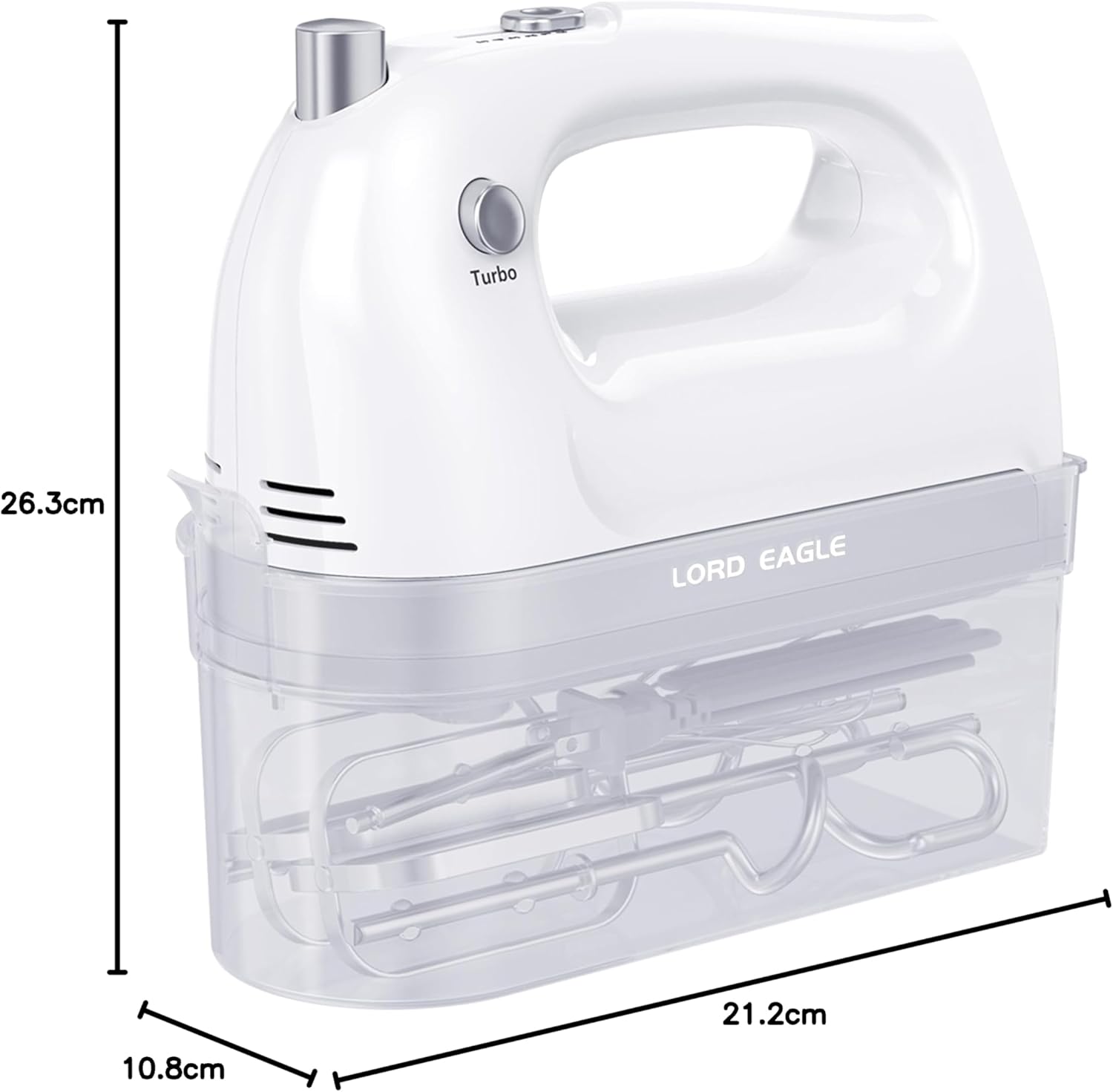 400W Hand Mixer Electric Whisk – 5 Speeds, Turbo Boost & Eject Button, 5 Accessories for Baking Cake, Egg & Cream