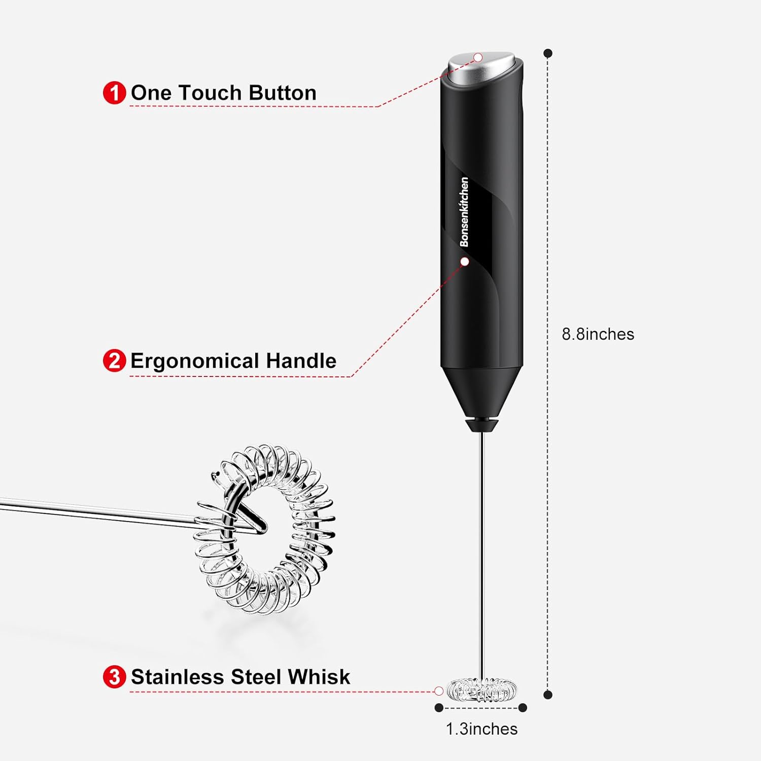 Milk Frother Handheld Electric Foam Maker Coffee Drink Mixer Wand