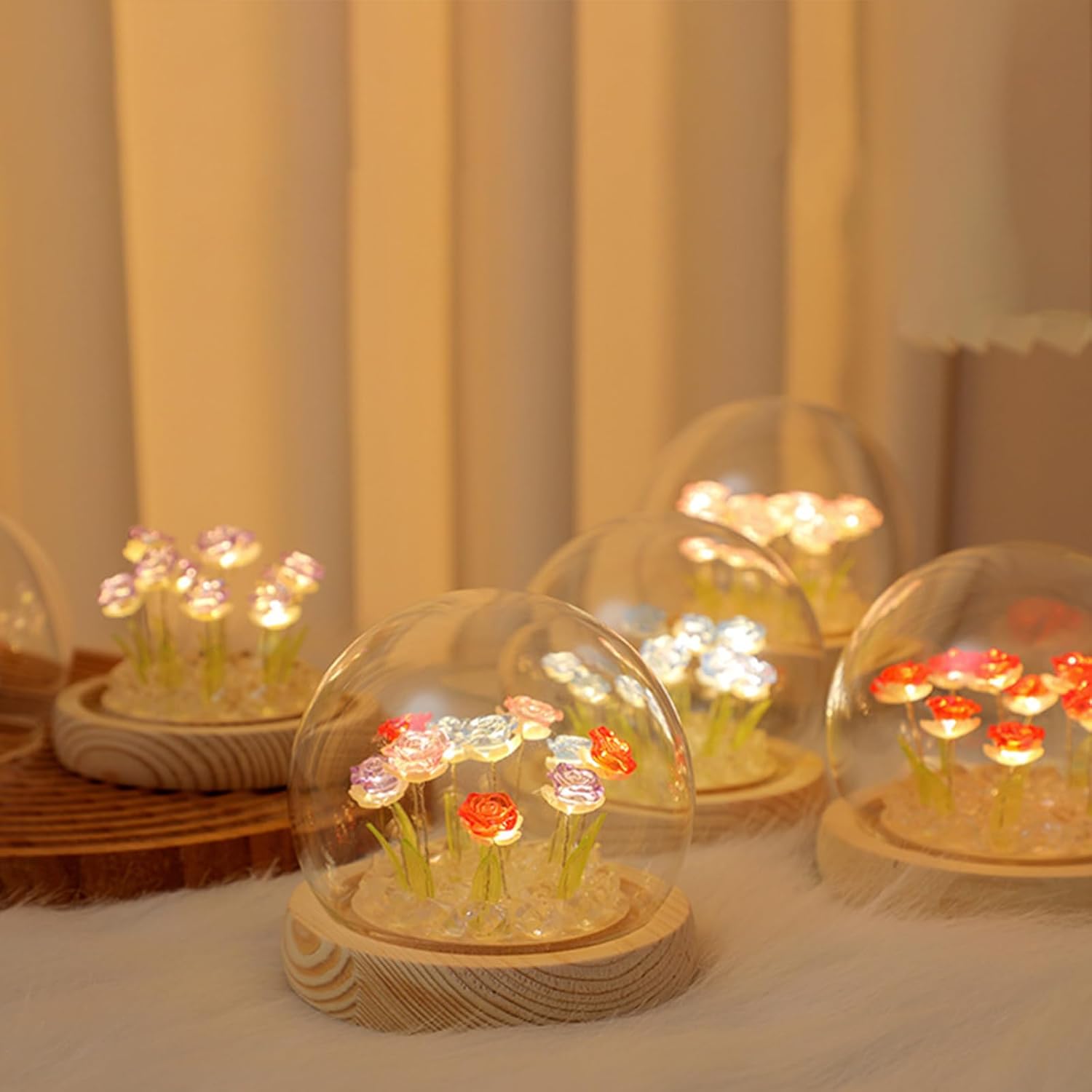 Rose Flower Night Lamp with Soft LED Light – Cute Battery Powered Bedroom Decor Gift