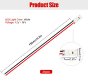 25 PCS 17mm Prewired LED Strip Lights 2835 SMD 12V–18V White Flexible