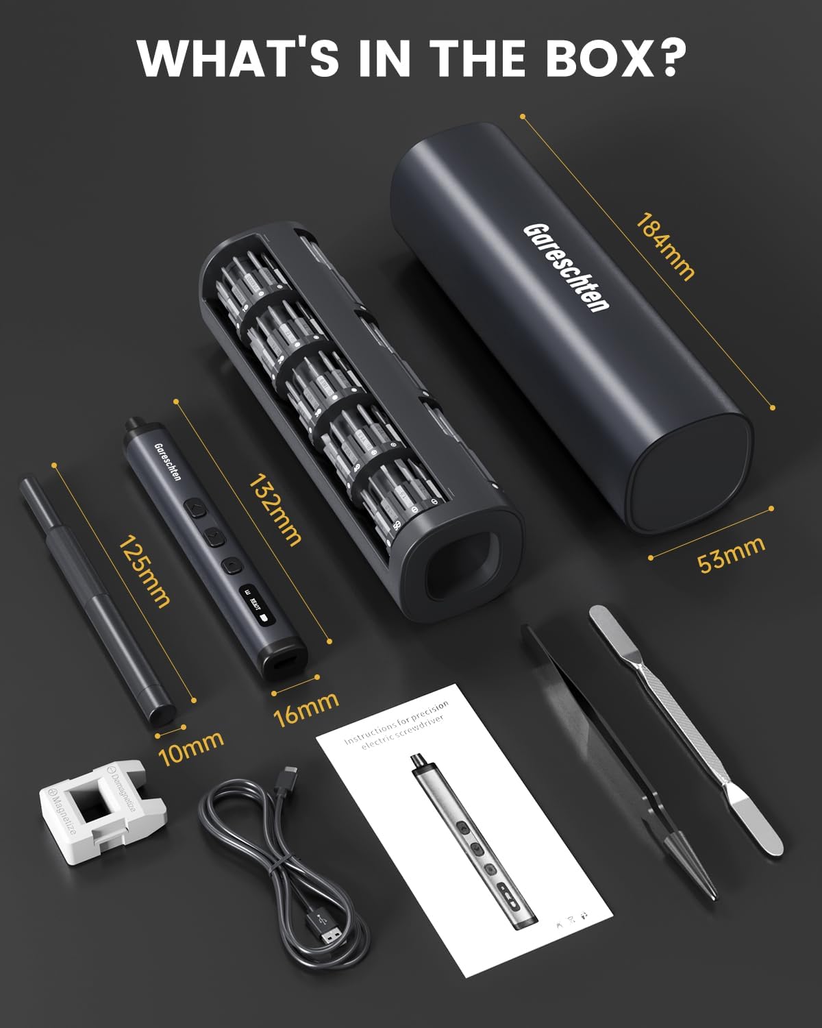 78-in-1 Mini Electric Screwdriver Set with 5 Precision Torque Settings, Magnetic Storage, LED Light & USB-C Charging, Cordless Screwdriver Set for Phone Camera Laptop Watchs Drone