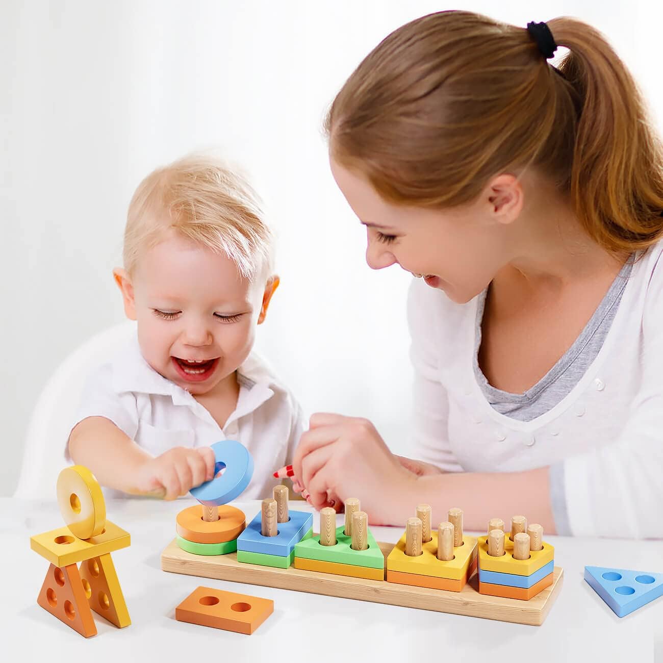 Wooden Shape Sorter Montessori Toy for Toddlers 1–3 Years | Educational Sensory Learning Toy for Boys & Girls