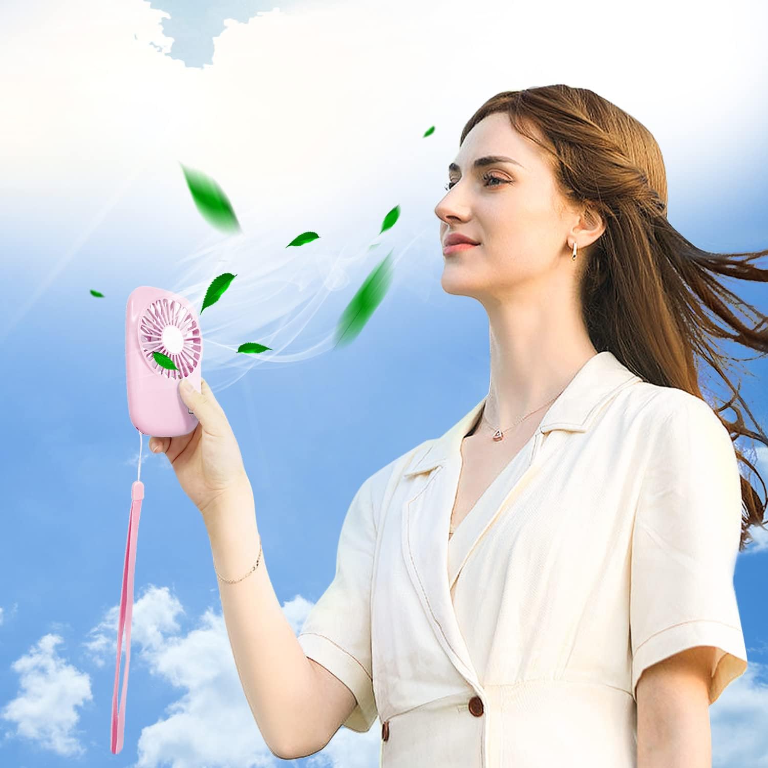 Handheld Mini Powerful Small Fan Personal Portable Fan Speed Adjustable USB Rechargeable Cooling for Kids Girls Woman Home Office Outdoor Travel(pink)