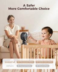 SWEETFULL Portable Pram Fan - 360° Rotating Baby Stroller Fan Clip On, 4000mAh Rechargeable 4-Speed Handheld Cooling, LED Display & Night Light for Buggy/Car Seat/Crib Travel Essentials