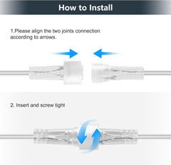 33Ft/10M 2 Pin Extension Cable, IP65 Waterproof Outdoor Cable for Christmas, G40 Globe Lights, and Garden LED Fairy Lights