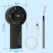 VKUSRA Portable Handheld Fan, Powerful Hand Fan with 6000mAh Battery & Adjustable 1-100% Speeds, Cooling Rechargeable USB Fan with Large Screen Display, Stable Desk Fan for Home, Office, Travel