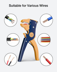 VCELINK Automatic Wire Stripper and Cutter, Electrical Cable Stripping Tool Adjustable for 14-24 AWG Cables with Eagle Nose in 7 Inch (GJ702)