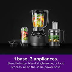Triple Prep System – Jug Blender, Personal Blender & Food Processor in One – Crushes Ice & Frozen Fruit – For Smoothies & Juices – Black