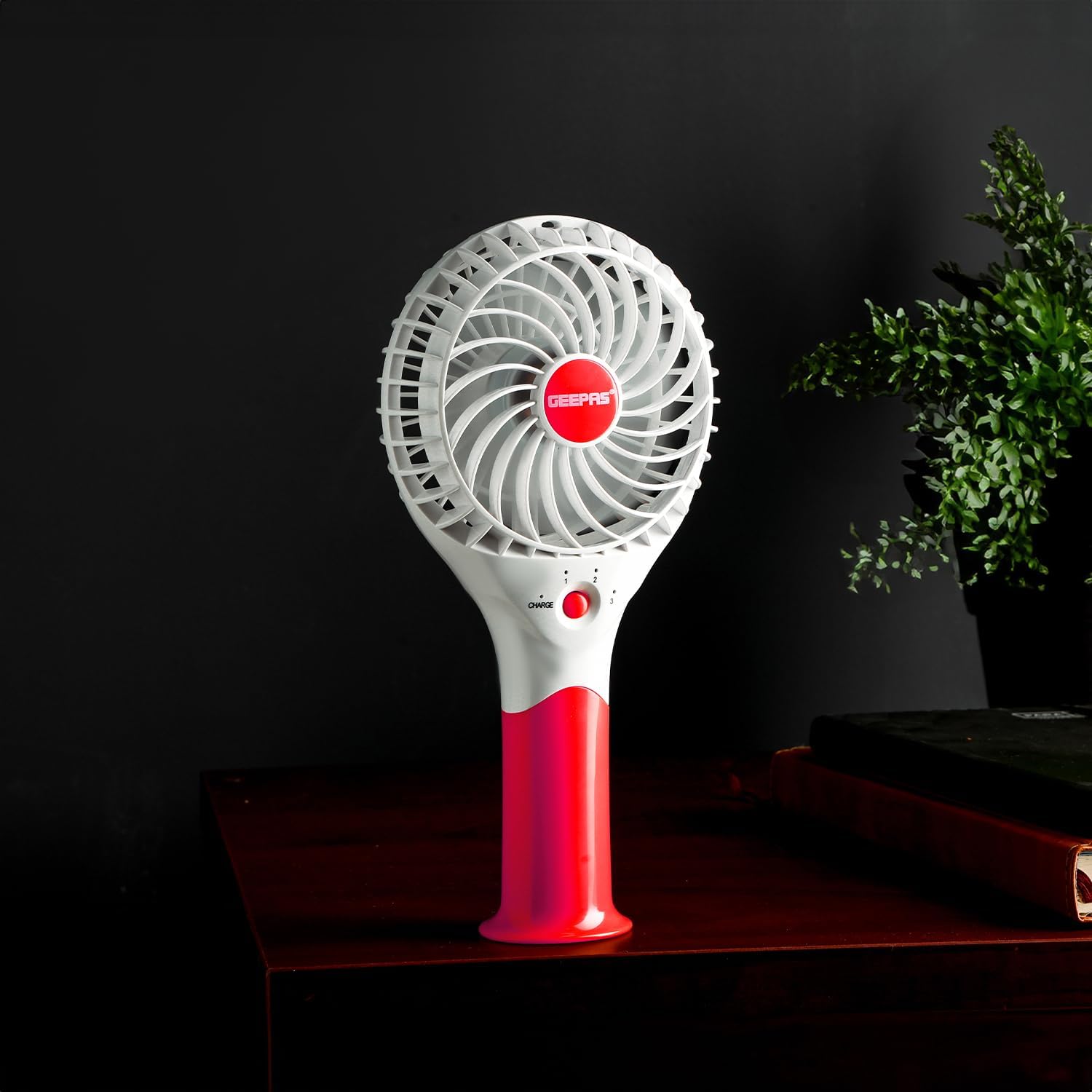 GEEPAS Rechargeable Fan | Mini Portable USB Handheld Fan for Home Office Travel Outdoor Personal Use | 3 Speed Settings 8H Run Time Ultra Quiet Lightweight Air Circulator | 2 Year Warranty Pink