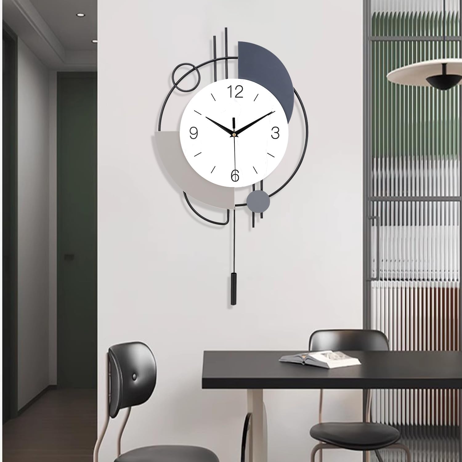 Large Metal Wall Clock, 13x21.65" Silent Non-Ticking Decorative Clock for Home & Office