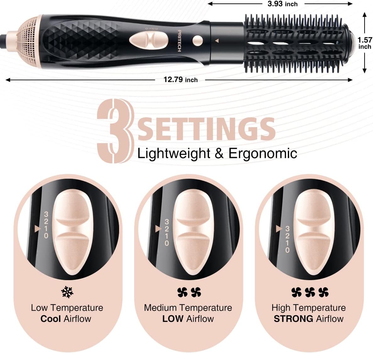 Hair Dryer Brush – 4-in-1 Hot Air Styler, Lightweight Blow Dry Brush for Short Hair