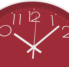 12-Inch Silent Non-Ticking Wall Clock, Modern Red Battery Clock for Home & Office