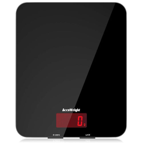 ACCUWEIGHT 201 Digital Kitchen Scale, 11lb/5kg Glass Platform with LCD Display